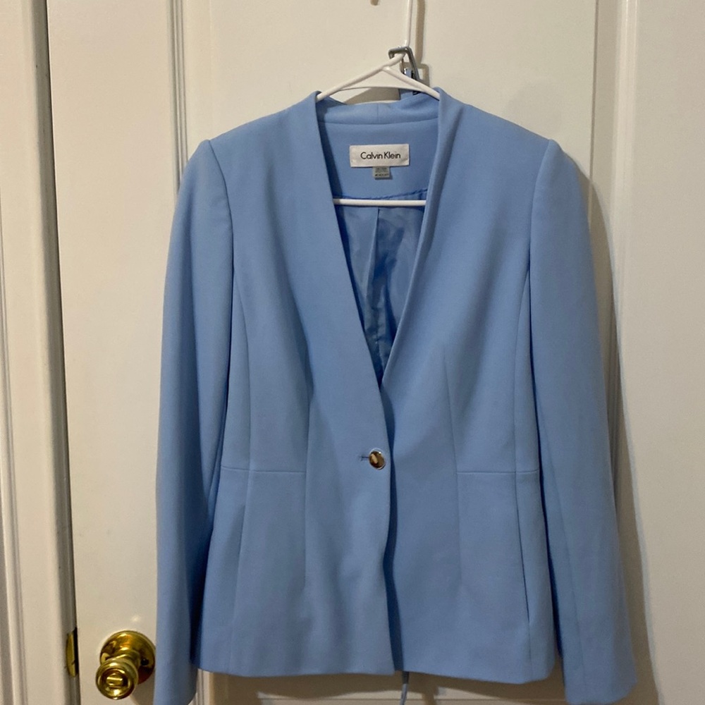 Calvin Klein light blue suit jacket sz 4 p